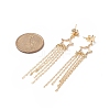 Brass Star with Tassel Dangle Chandelier Earrings EJEW-JE05202-2