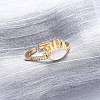 Brass Micro Pave Cubic Zirconia Shell Cuff Rings KK-D363-24C-G-4