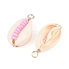 6Pcs 6 Styles Natural Cowrie Shell & Glass Seed Beads Pendants PALLOY-JF02759-02-2