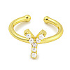 Rack Plating Brass Open Cuff Rings for Women RJEW-F162-01G-Y-2