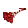 Handmade Macrame Nylon Thread Pendant Decorations with Wood Beads HJEW-P019-03C-3