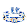 Evil Eye Adjustable Polyester & Alloy & Resin Enamel & Rhinestone Slider Bracelets FS-WG9985D-14-1
