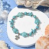 Starfish & Turtle Dyed Synthetic Turquoise Beaded Stretch Bracelets BJEW-JB10925-02-2