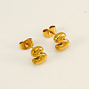 Chunk Letter 304 Stainless Steel Stud Earrings for Women EJEW-G386-01S-G-1