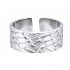 Non-Tarnish 304 Stainless Steel Textured Open Cuff Ring RJEW-T023-38P-1