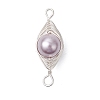 Copper Wire Wrapped Shell Pearl Connector Charms PALLOY-JF03114-4