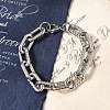 304 Stainless Steel Cable Chain Bracelets for Women Men BJEW-F488-67P-1