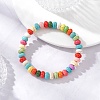 Synthetic Turquoise Rondelle Beads Stretch Bracelets for Men Women BJEW-JB12453-1