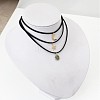 3Pcs 3 Styles Moon Star Sun Alloy Pendant Faux Suede Cord Multi-Strand Choker Necklaces for Women FS-WG071C8-01-3
