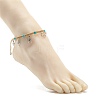 Synthetic Turquoise Braided Bead Anklet AJEW-AN00483-3