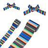 2Rolls 2 Styles Stripe Pattern Printed Polyester Grosgrain Ribbon OCOR-TA0001-37G-2