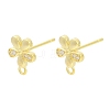 Brass Micro Pave Clear Cubic Zirconia Stud Earring Findings KK-Z099-01G-02-1