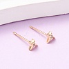 Brass Micro Pave Clear Cubic Zirconia Star Stud Earrings EJEW-L278-06G-1