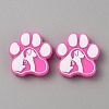 Paw Print Food Grade Eco-Friendly Silicone Beads SIL-WH0008-43B-1