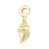 Brass Micro Pave Clear Cubic Zirconia Sea Animal European Dangle Charms LS-KK-B159-04G-04-1