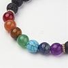 Lava Rock Beaded and Gemstone Beaded Stretch Bracelets BJEW-P065-01-2