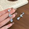Alloy & Glass Teardrop Stud Earrings WGA7598-01-4