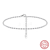 925 Sterling Silver Anklet AJEW-Z029-19P-1