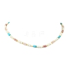 Natural Rose Quartz & Dyed Howlite & Rhodonite Heishi Beads and Natural Cultured Freshwater Pearl Rice Beaded Necklaces for Women NJEW-JN06294-01-3