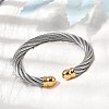 304 Stainless Steel Cuff Bangles BJEW-P310-26B-GP-2