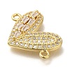 Rack Plating Brass Micro Pave Clear Cubic Zirconia Heart Links Connector Charm KK-P287-52G-02-2