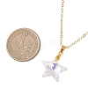 4Pcs 4 Styles Clear AB Glass Wing Flower Star Shell Shape Pendant Brass Cable Chain Necklaces for Women NJEW-JN05745-3