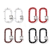 Oval Brass Micro Pave Clear Cubic Zirconia Locking Carabiner KK-H256-01P-1