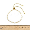 Adjustable Natural Cultured Freshwater Pearl & Brass Beads Slider Bracelets  for Women BJEW-JB13607-2