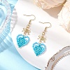 Handmade Glass Seed Beads Heart Dangle Earrings EJEW-MZ00577-4