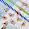 HOBBIESAY 14Pcs 7 Colors Alloy Rhinestone Connector Charms FIND-HY0003-39-5
