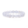 Natural Blue Chalcedony Round Beaded Stretch Bracelet for Women BJEW-JB09088-1