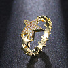 Star Brass Micro Pave Clear Cubic Zirconia Finger Rings for Women FS-WGB2D32-09-1