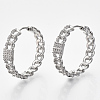 Brass Micro Pave Clear Cubic Zirconia Huggie Hoop Earrings EJEW-S201-207P-NF-1