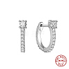 Anti-Tarnish Rhodium Plated 925 Sterling Silver Micro Pave Cubic Zirconia Hoop Earrings HD5768-2-1