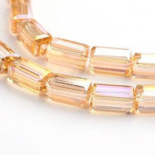 AB Color Plated Faceted Cuboid Electroplate Glass Beads Strands EGLA-F109-A02