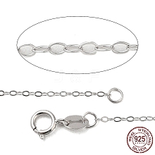 Anti-Tarnish Rhodium Plated 925 Sterling Silver Cable Chains Necklace for Women STER-I021-05P