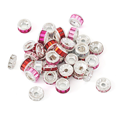 40Pcs 8 Styles Alloy Glass & Iron Rhinestone Spacer Beads FIND-TA0008-70A-1