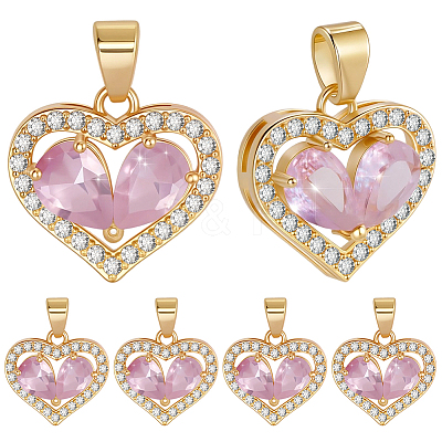 8Pcs Brass Micro Pave Cubic Zirconia Pendants FIND-BBC0004-28C-02-1