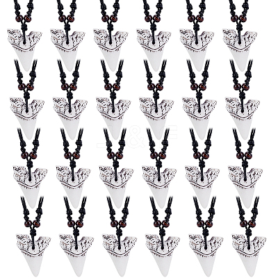 24Pcs Resin Tooth Shape Pendant Necklaces NJEW-GA0001-19-1