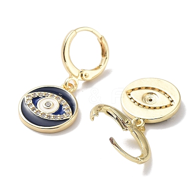 Evil Eye Golden Brass Dangle Leverback Earrings EJEW-L269-011G-02-1