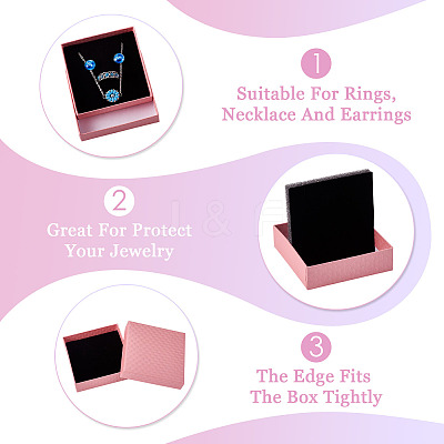 5Pcs Rhombus Textured Cardboard Jewelry Packing Boxes with Sponge Inside CBOX-TA0001-18D-1