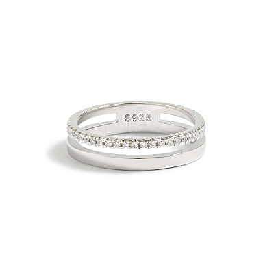 Simple Style 925 Sterling Silver Micro Pave Clear Cubic Zirconia Finger Rings WG5B003-02-1
