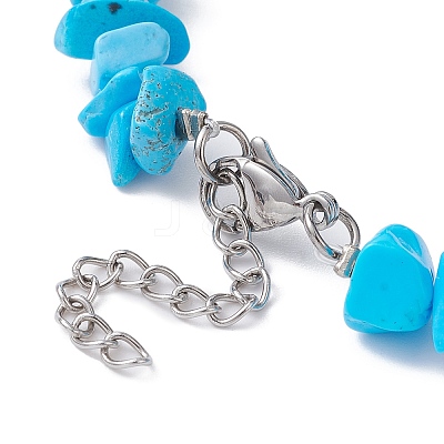 Synthetic Turquoise Chips Beaded Bracelet BJEW-JB09686-11-1