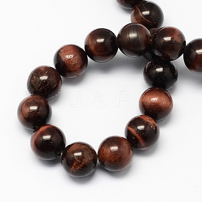 Natural Red Tiger Eye Stone Bead Strands G-R193-08-10mm-1