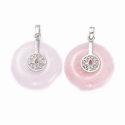 Natural Rose Quartz Pendants G-F640-B05-1