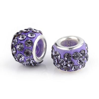 Polymer Clay Rhinestone European Beads CPDL-T001-25-1