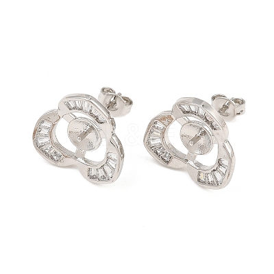 Brass Micro Pave Cubic Zirconia Stud Earring Finding CU-CBAA5EE-01P-1