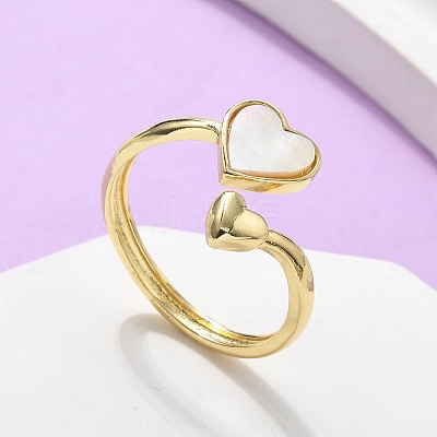 Brass Shell Cuff Rings for Women RJEW-C126-09G-1