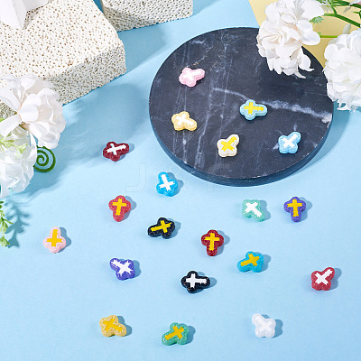 20Pcs 20 Colors Glass Beads Enamel Beads BLOW-TA0001-06-1
