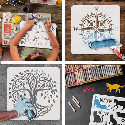 PET Hollow Out Drawing Painting Stencils DIY-WH0391-0127-1